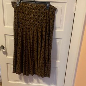 My Michelle Geometric Brown Midi Skirt